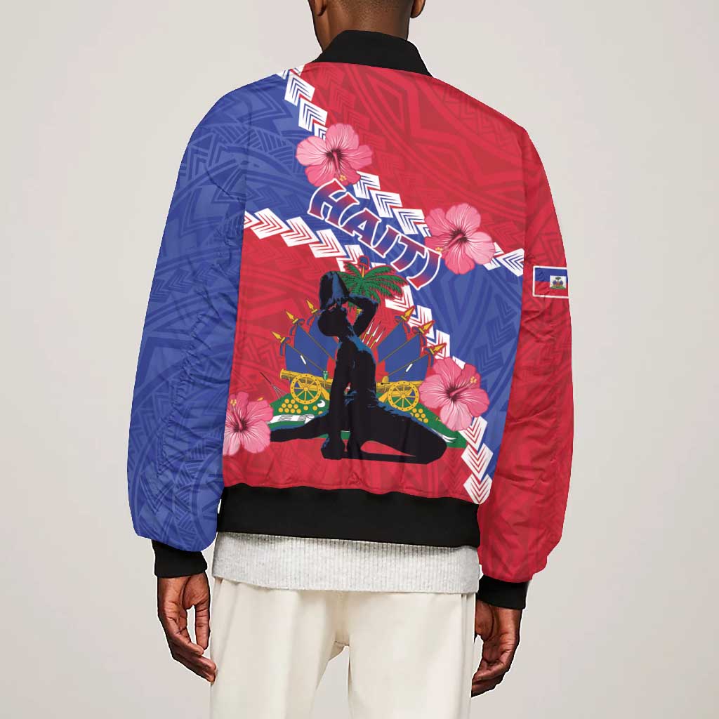 Haiti Neg Maron Bomber Jacket Coat Of Arms - Hisbicus Polynesian