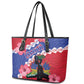 Haiti Neg Maron Leather Tote Bag Coat Of Arms - Hisbicus Polynesian