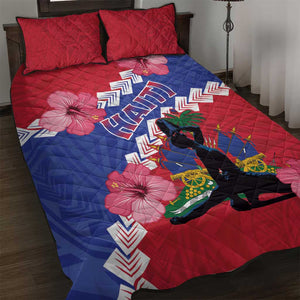 Haiti Neg Maron Quilt Bed Set Coat Of Arms - Hisbicus Polynesian