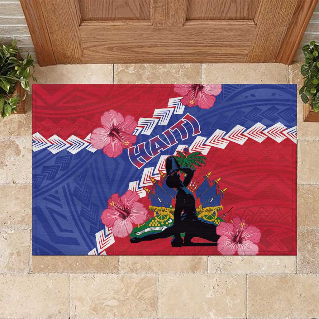 Haiti Neg Maron Rubber Doormat Coat Of Arms - Hisbicus Polynesian