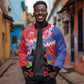 Haiti Neg Maron Sleeve Zip Bomber Jacket Coat Of Arms - Hisbicus Polynesian