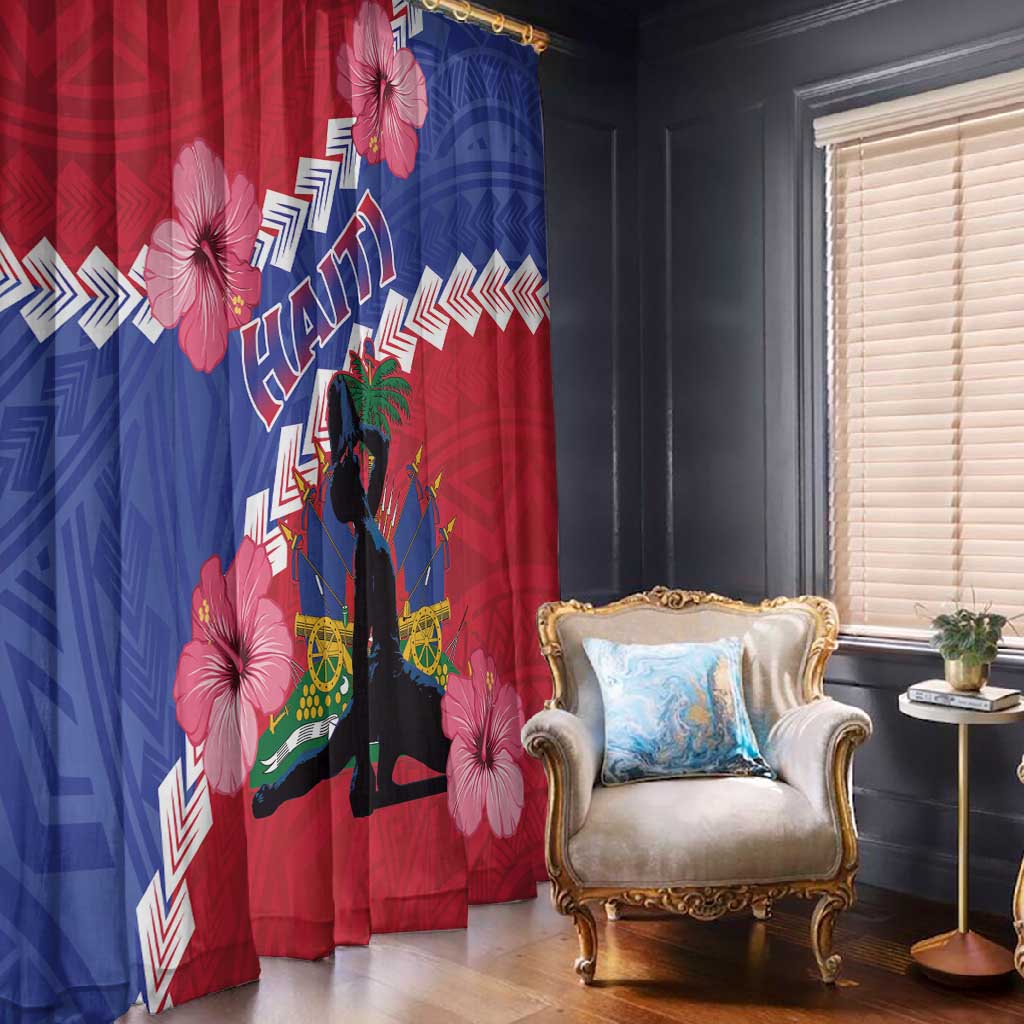 Haiti Neg Maron Window Curtain Coat Of Arms - Hisbicus Polynesian
