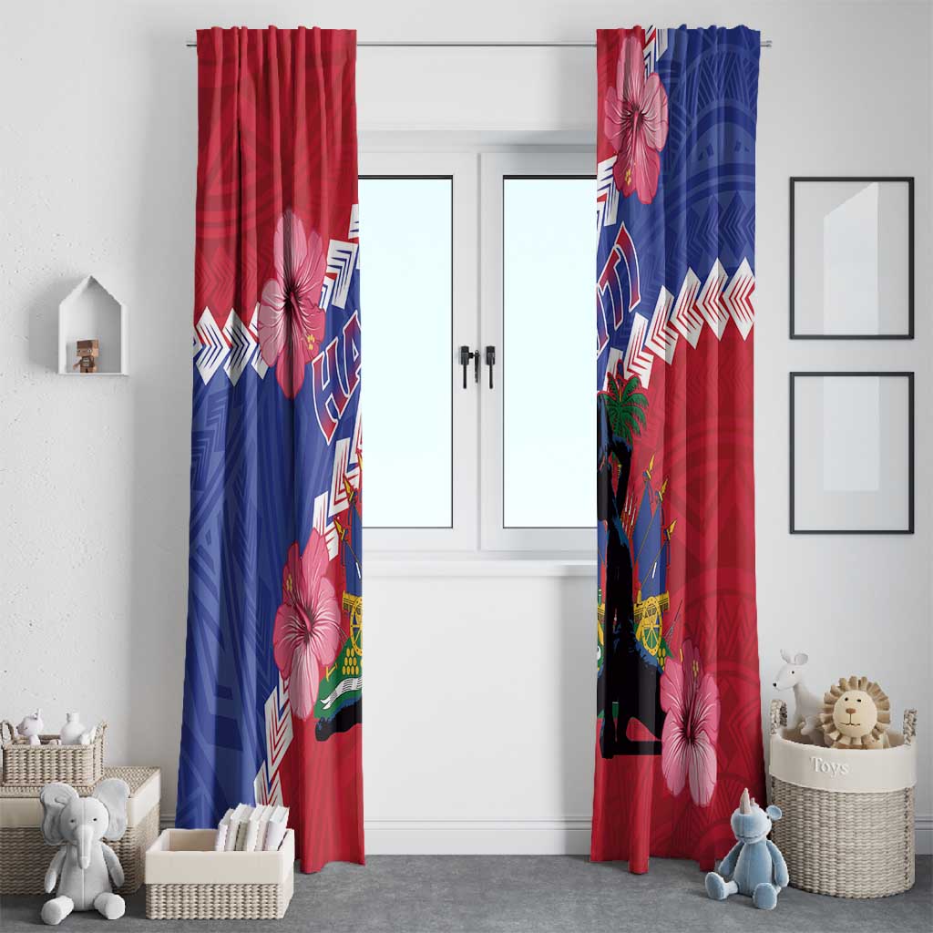 Haiti Neg Maron Window Curtain Coat Of Arms - Hisbicus Polynesian
