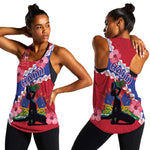 Haiti Neg Maron Women Racerback Tank Coat Of Arms - Hisbicus Polynesian