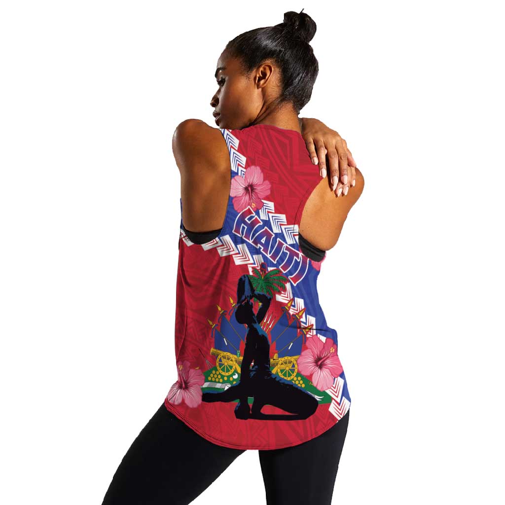 Haiti Neg Maron Women Racerback Tank Coat Of Arms - Hisbicus Polynesian