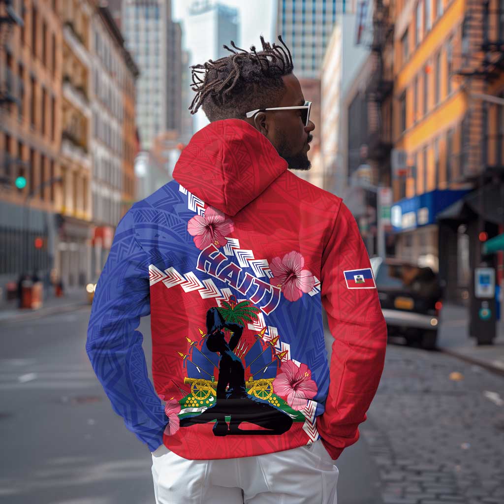 Haiti Neg Maron Zip Hoodie Coat Of Arms - Hisbicus Polynesian
