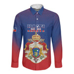 Personalized Anpi an Ayiti Long Sleeve Button Shirt Imperial Coat Of Arms Flag Style