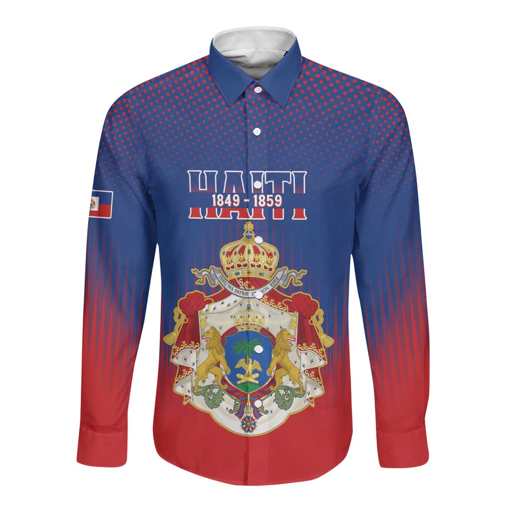 Personalized Anpi an Ayiti Long Sleeve Button Shirt Imperial Coat Of Arms Flag Style