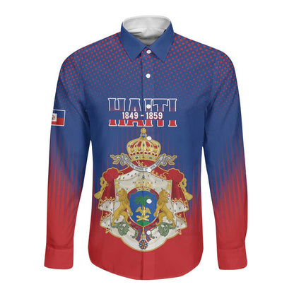 Personalized Anpi an Ayiti Long Sleeve Button Shirt Imperial Coat Of Arms Flag Style