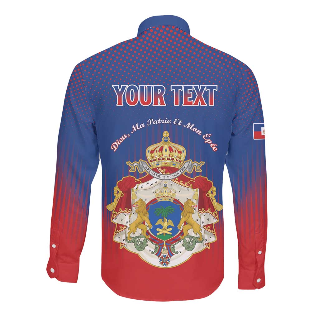 Personalized Anpi an Ayiti Long Sleeve Button Shirt Imperial Coat Of Arms Flag Style