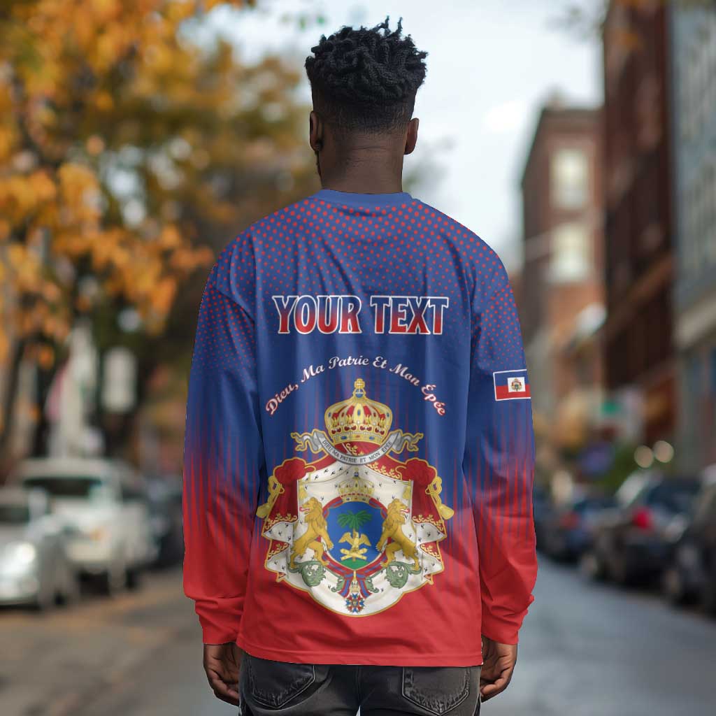 Personalized Anpi an Ayiti Long Sleeve Shirt Imperial Coat Of Arms Flag Style