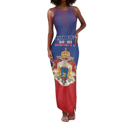 Personalized Anpi an Ayiti Tank Maxi Dress Imperial Coat Of Arms Flag Style