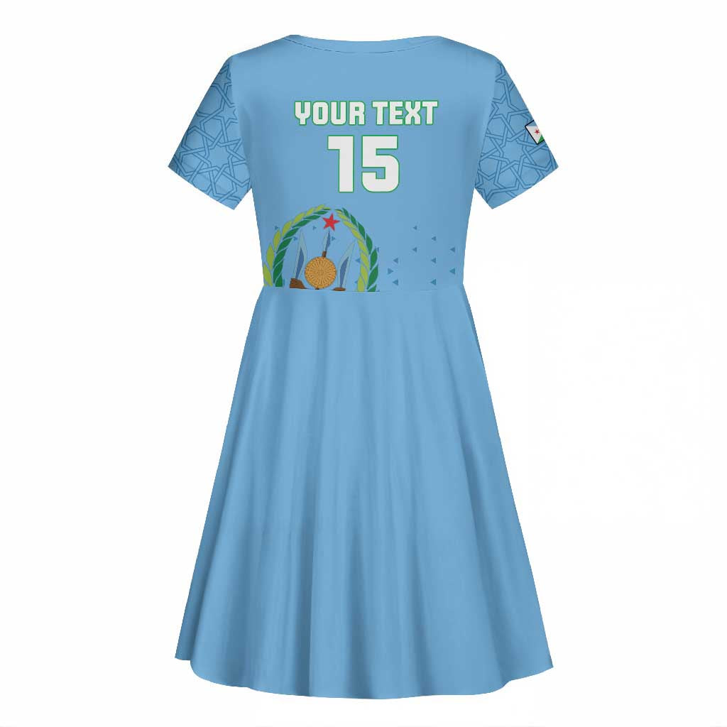 Custom Djibouti Football Kid Short Sleeve Dress Go Champions