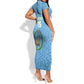 Custom Djibouti Football Short Sleeve Bodycon Dress Go Champions LT15
