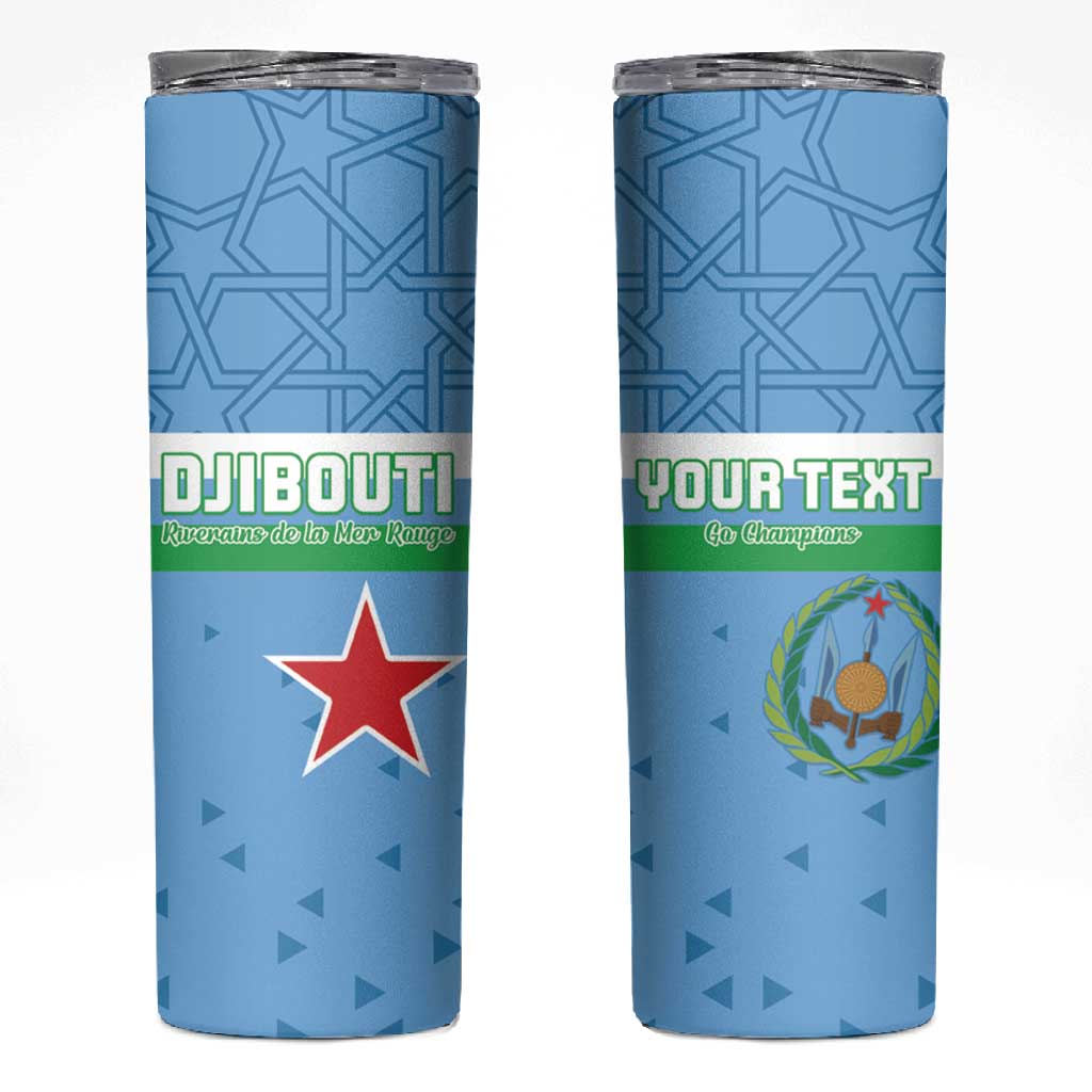 Custom Djibouti Football Skinny Tumbler Go Champions