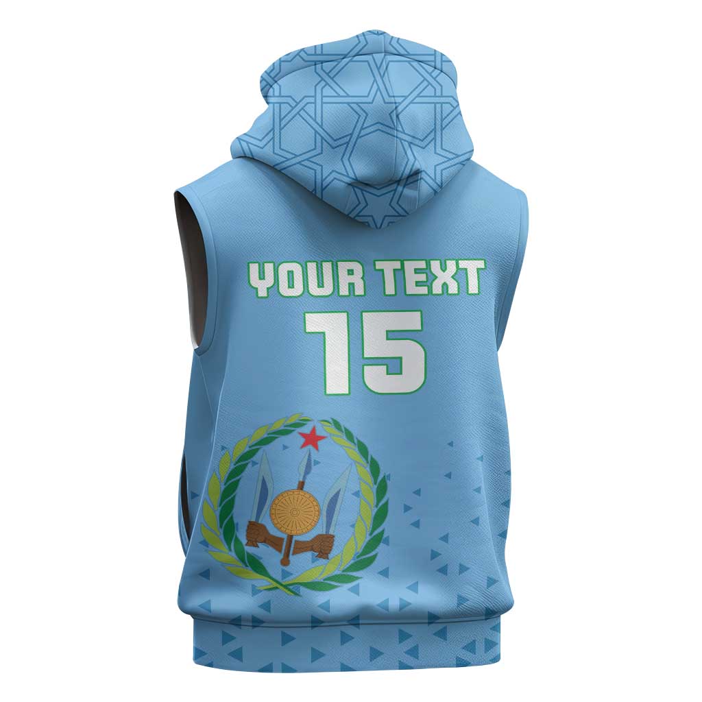 Custom Djibouti Football Sleeveless Hoodie Go Champions - African Pride