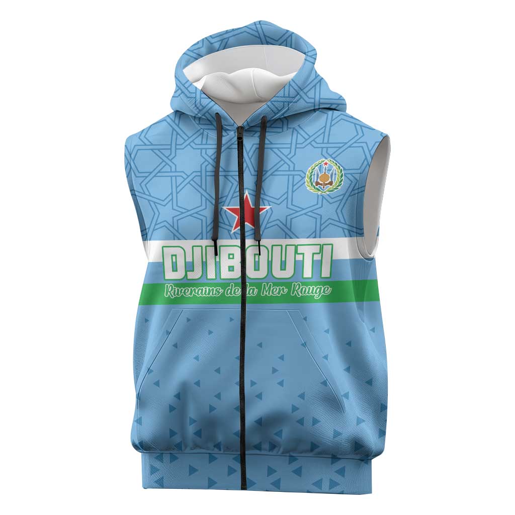 Custom Djibouti Football Sleeveless Zip Hoodie Go Champions - African Pride