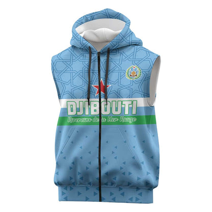 Custom Djibouti Football Sleeveless Zip Hoodie Go Champions - African Pride