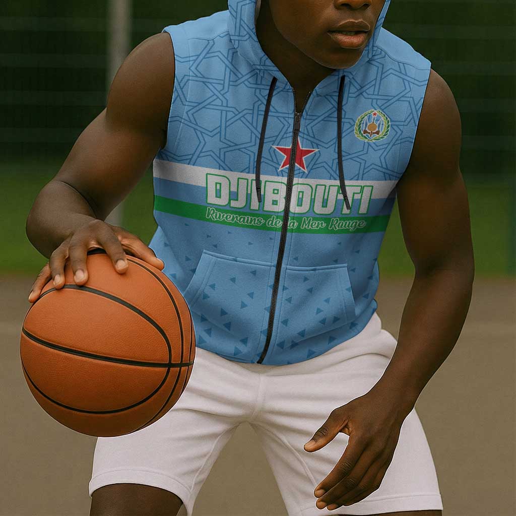 Custom Djibouti Football Sleeveless Zip Hoodie Go Champions - African Pride