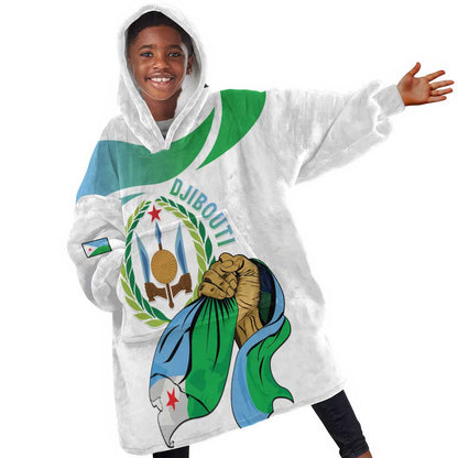 Personalized Happy Djibouti Kid Wearable Blanket Hoodie Independence Day