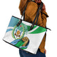 Personalized Happy Djibouti Leather Tote Bag Independence Day