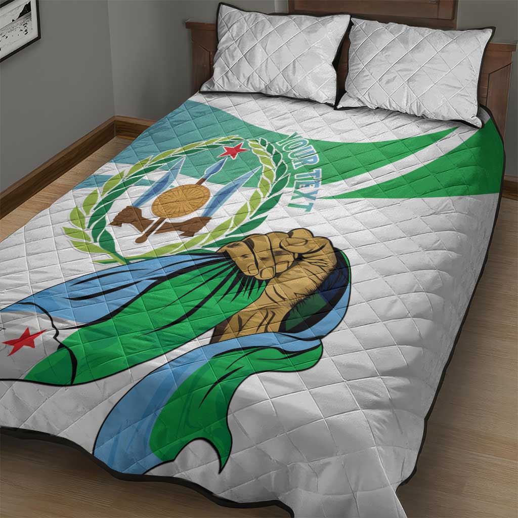 Personalized Happy Djibouti Quilt Bed Set Independence Day