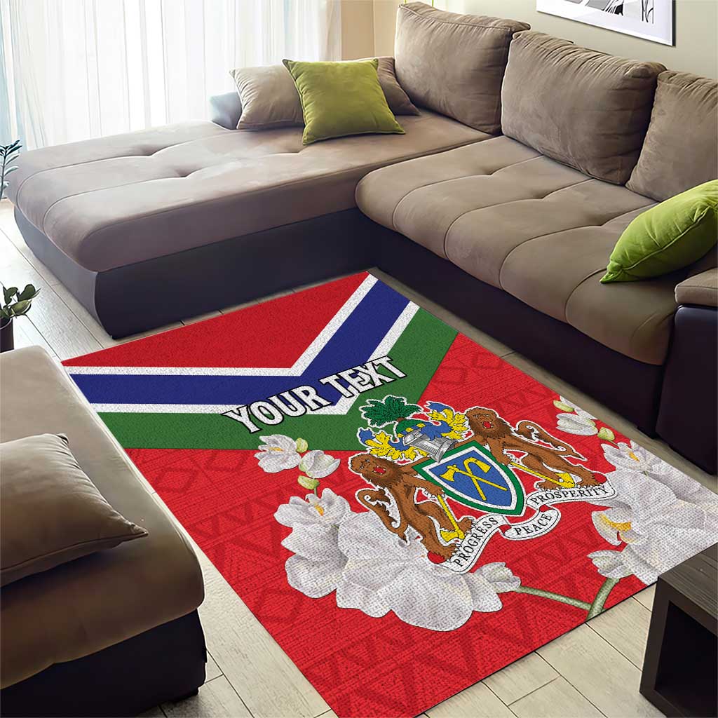 Personalized Gambia Area Rug Coat Of Arms - African Pattern