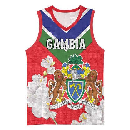 Personalized Gambia Basketball Jersey Coat Of Arms - African Pattern LT15