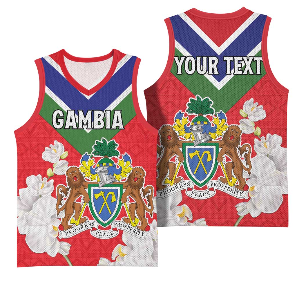 Personalized Gambia Basketball Jersey Coat Of Arms - African Pattern LT15