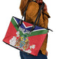 Personalized Gambia Leather Tote Bag Coat Of Arms - African Pattern