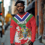 Personalized Gambia Long Sleeve Shirt Coat Of Arms - African Pattern