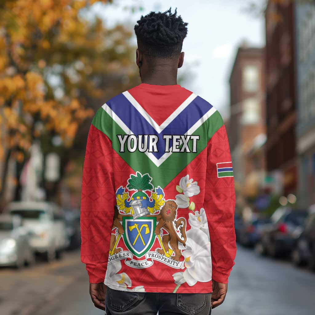 Personalized Gambia Long Sleeve Shirt Coat Of Arms - African Pattern