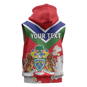 Personalized Gambia Sleeveless Zip Hoodie Coat Of Arms - African Pattern - African Pride