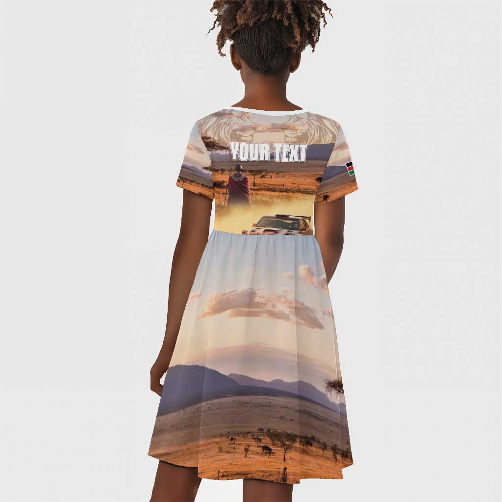 Personalized Kenya Safari Racing Car Kid Short Sleeve Dress Come On Kenyan
