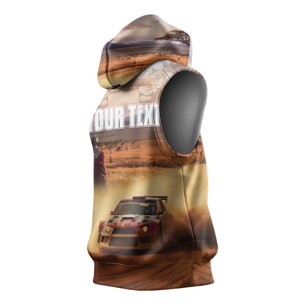Personalized Kenya Safari Racing Car Sleeveless Hoodie Come On Kenyan - African Pride