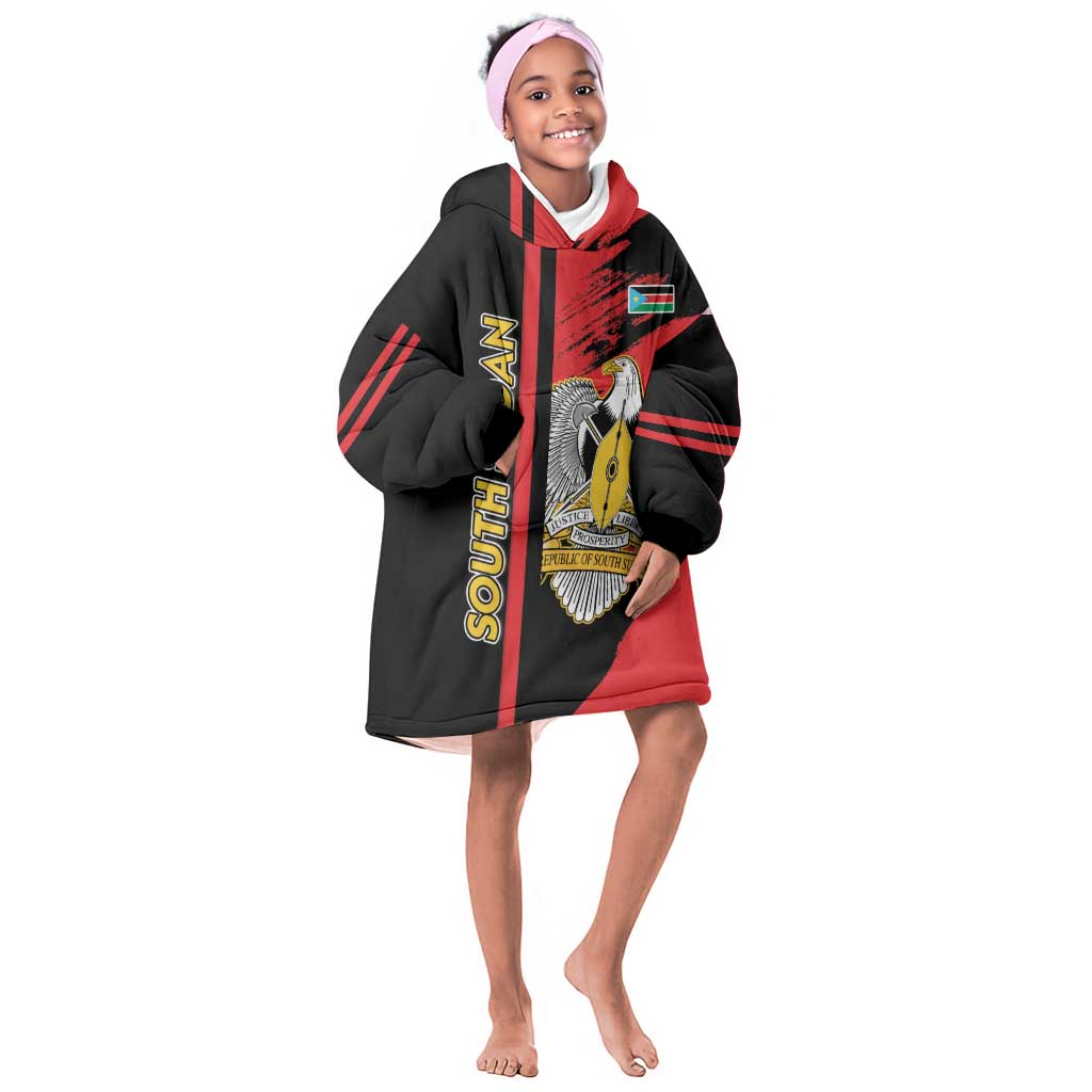 Personalized South Sudan With Coat Of Arms Kid Wearable Blanket Hoodie Sporty Style