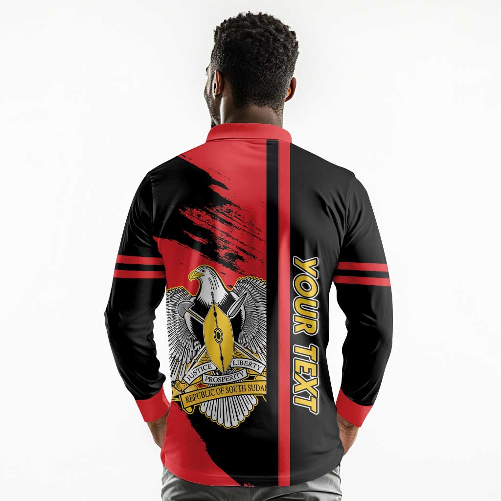 Personalized South Sudan With Coat Of Arms Long Sleeve Polo Shirt Sporty Style