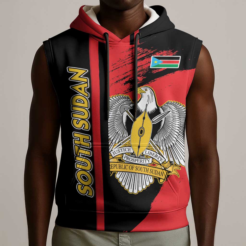 Personalized South Sudan With Coat Of Arms Sleeveless Hoodie Sporty Style - African Pride
