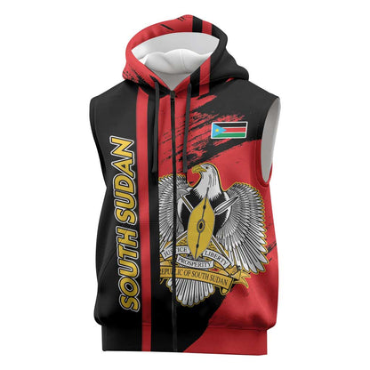 Personalized South Sudan With Coat Of Arms Sleeveless Zip Hoodie Sporty Style - African Pride