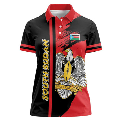 Personalized South Sudan With Coat Of Arms Women Polo Shirt Sporty Style