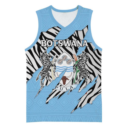 Personalized Lefatshe la Botswana Basketball Jersey Coat Of Arms - African and Zebra Patterns LT15