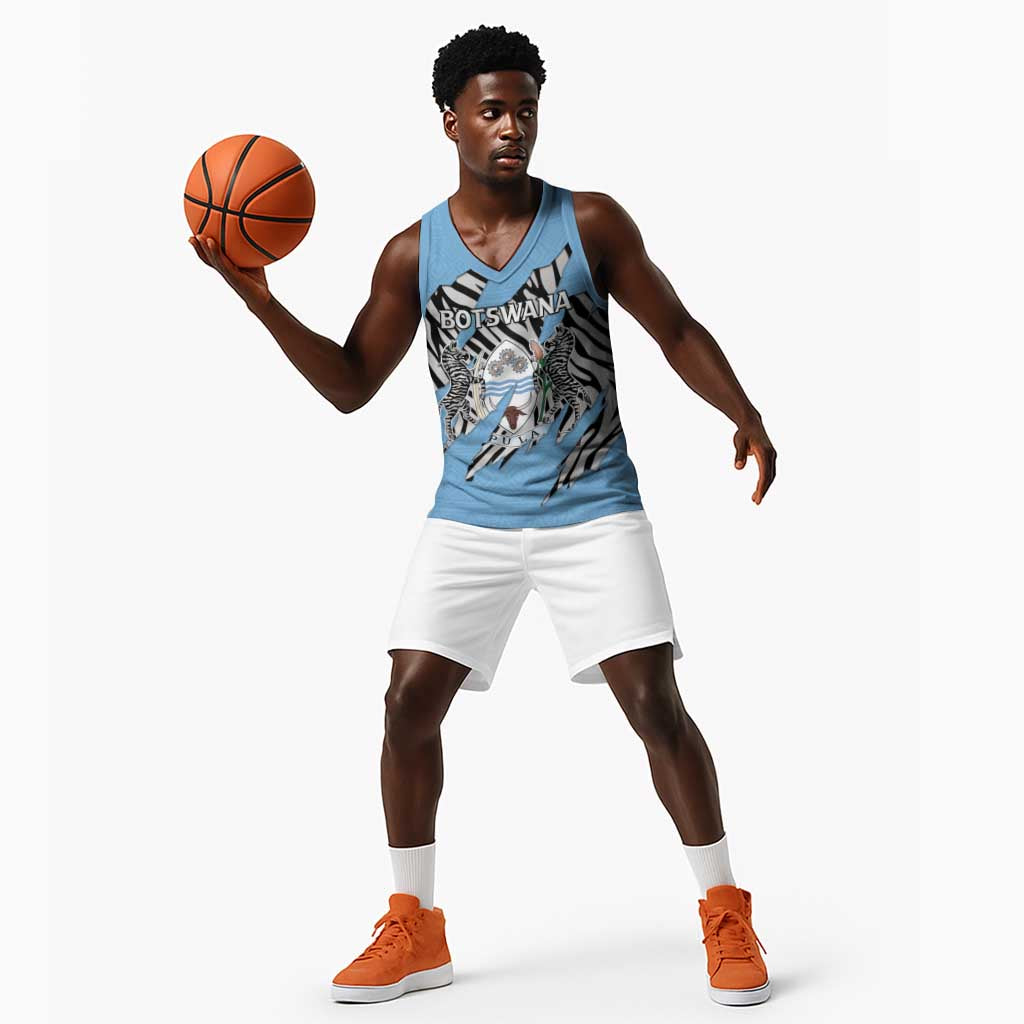 Personalized Lefatshe la Botswana Basketball Jersey Coat Of Arms - African and Zebra Patterns LT15