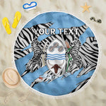 Personalized Lefatshe la Botswana Beach Blanket Coat Of Arms - African and Zebra Patterns