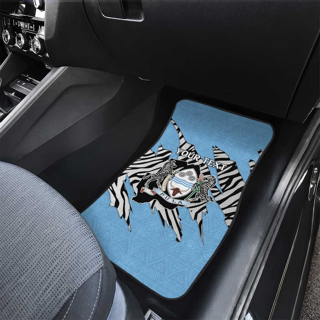 Personalized Lefatshe la Botswana Car Mats Coat Of Arms - African and Zebra Patterns