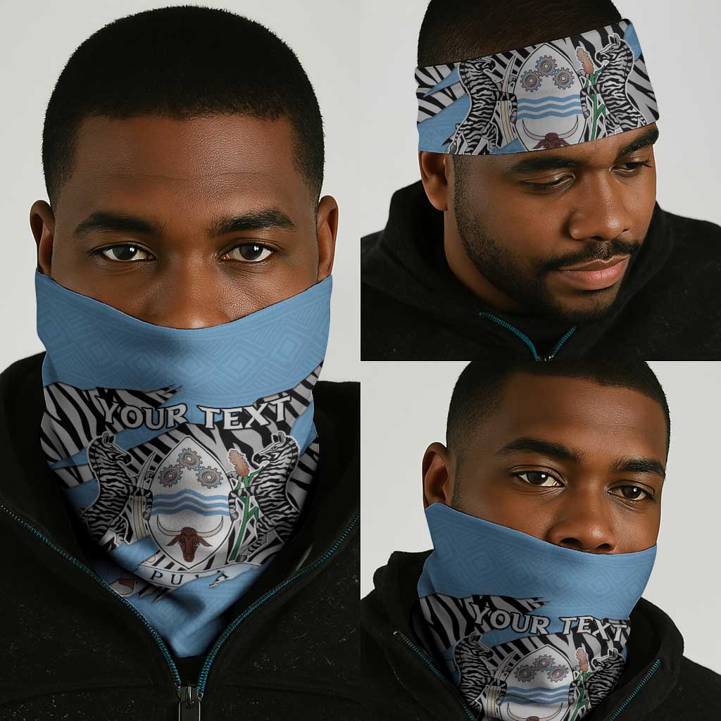 Personalized Lefatshe la Botswana Neck Gaiter Coat Of Arms - African and Zebra Patterns LT15