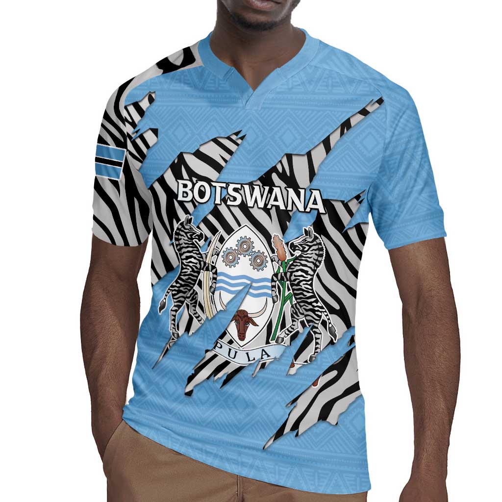 Personalized Lefatshe la Botswana Rugby Jersey Coat Of Arms - African and Zebra Patterns