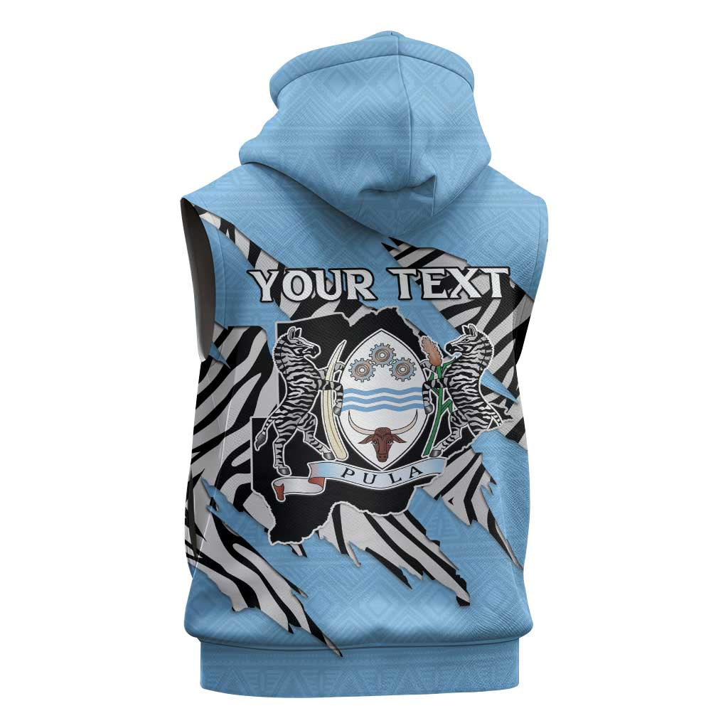 Personalized Lefatshe la Botswana Sleeveless Hoodie Coat Of Arms - African and Zebra Patterns - African Pride