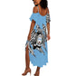 Personalized Lefatshe la Botswana Summer Maxi Dress Coat Of Arms - African and Zebra Patterns