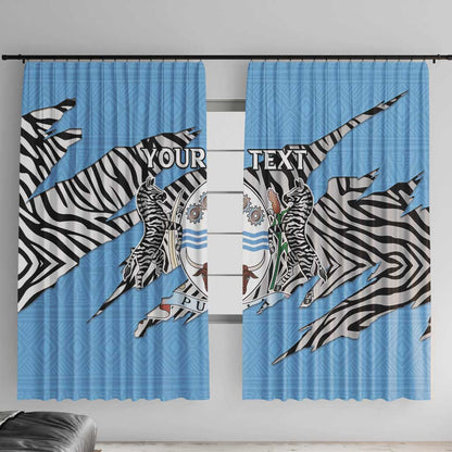 Personalized Lefatshe la Botswana Window Curtain Coat Of Arms - African and Zebra Patterns