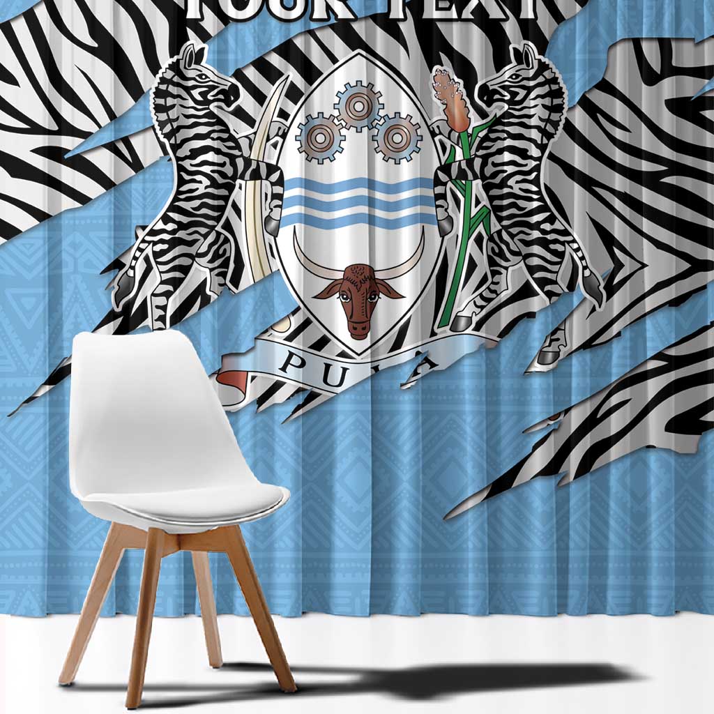 Personalized Lefatshe la Botswana Window Curtain Coat Of Arms - African and Zebra Patterns